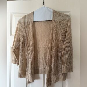 dressbarn Beige Open Knit Cardigan